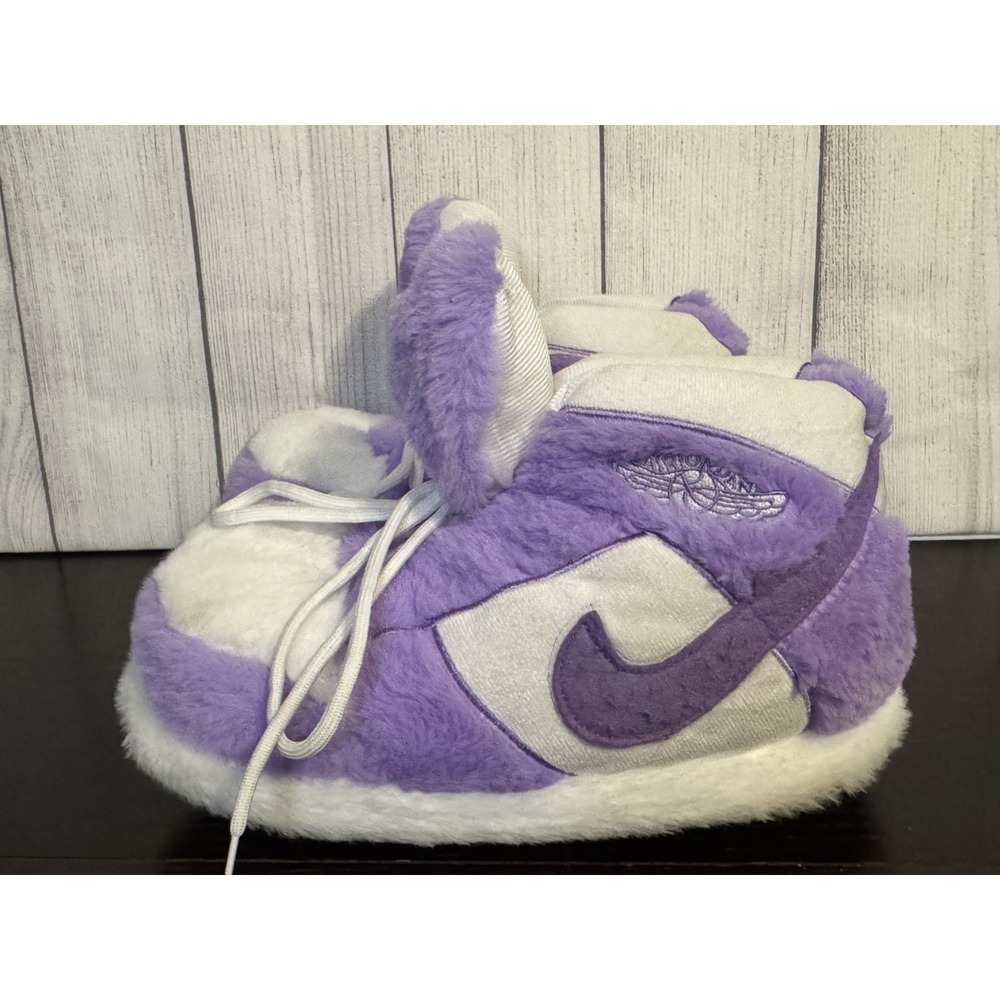 Nike Dunk Slippers Air Jordan 1 Fuzzy Slipper Shoes Purple White Lace Up  8-9
